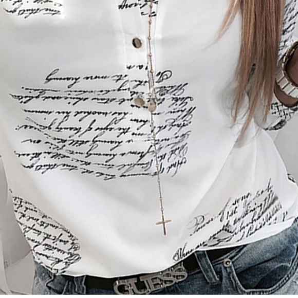 Handwriting Print Casual Shirt - Picture 4 of 12